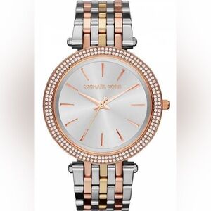 Michael Kors Darci Silver Dial Two Tone Stainless Steel Strap Watch For Women